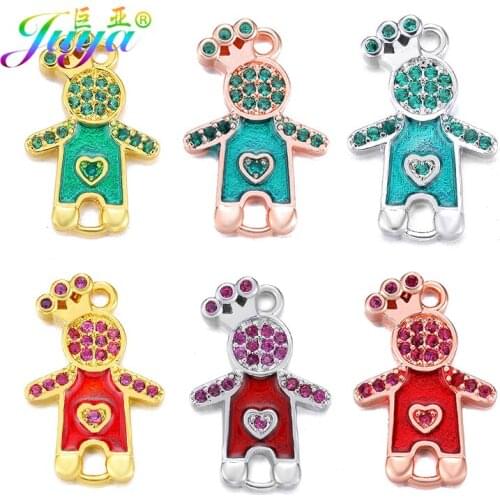 Juya DIY Jewelry Findings Handmade Enamel Crown Doll Connectors Accessories For Women Needlework Jewelry Bracelet Earring Making