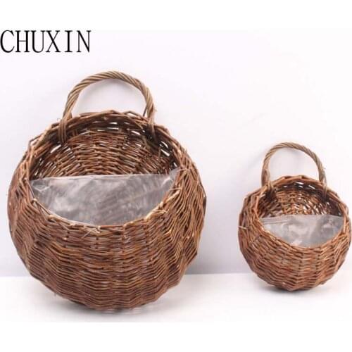Creative Wall Hanging Basket Flower Pot Wall Decoration Handmade Rattan Basket Birds Nest Garden Home Decoration