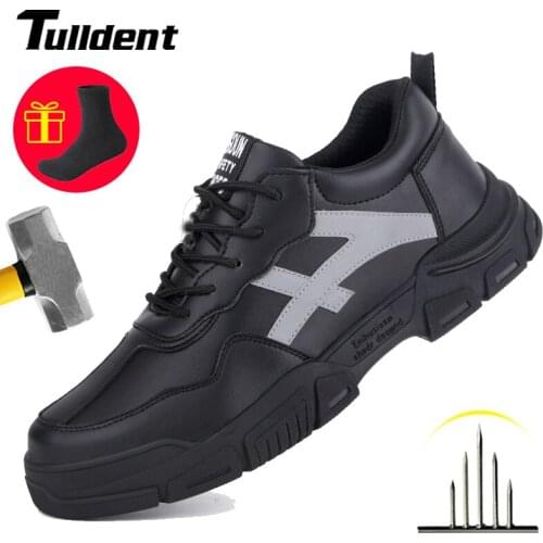 Lightweight Puncture-Proof Safety Boots Work Shoes Men Breathable Steel Toe Anti-smashing Soft Construction Sneakers Plus Size