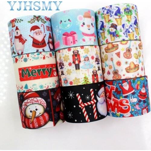 YJHSMY,G-18728-685,38 mm 10 yards Christmas Printed grosgrain ribbons,DIY handmade Hair accessories wedding gift wrap Material