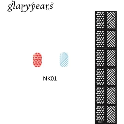 1pc Hot Nail Stamping Art Template Diy Heart Stripe Nail Konad Polish Airbrush Manicures Stamp Stencil Tool Beautiful Women NK01