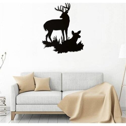 Metal Iron Deer Silhouette Art Pendant Craft Whimsical Metal Garden Home Wall-mounted Holiday Christmas Indoor Outdoor Decor