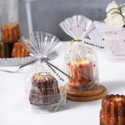 50Pcs/Pack Cute Flat Pocket Baking Biscuit Candy Chocolate Cookies Packaging Bags Gift Decoration Cake Packaging Bag
