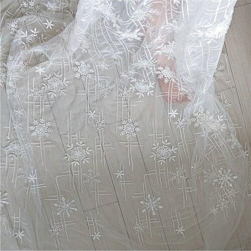 Fashion Snowflake shape embroidery fabric lace DIY for dress