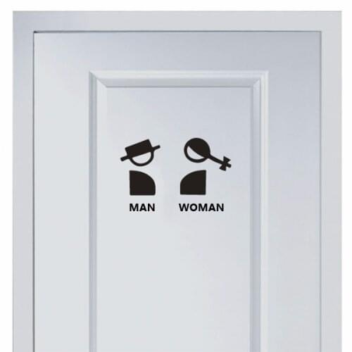 Cartoon Marks for Men and Womens Vinyl Toilet Sticker Fashion for Shop Office Home Cafe Hotel Toilets Door Decor Wall Stickers