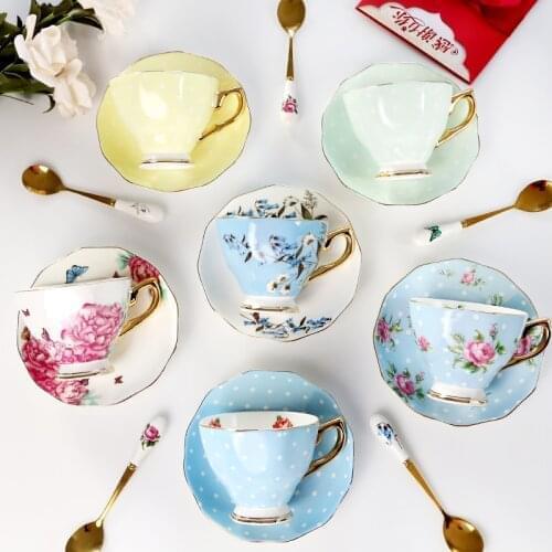 Bone China Tangshan Coffee Cup Set Ceramic Dish British afternoon Tea Cups Set 170ml Milk Mug