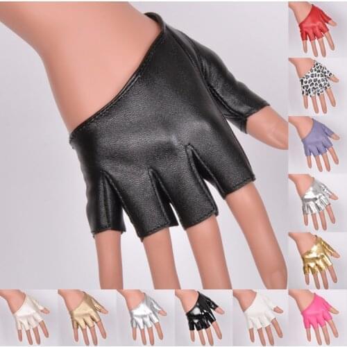 Womens gloves sexy half palm fingerless gloves Women jazz dance ds PU leather semi-finger gloves motorcycle gloves