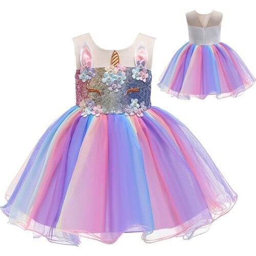 Princess Unicorn Dress for Girls 1 Year Baby Girl Birthday Dress Cake Smash Outfit Infant Dresses Unicorn Vestidos Infantil 2021