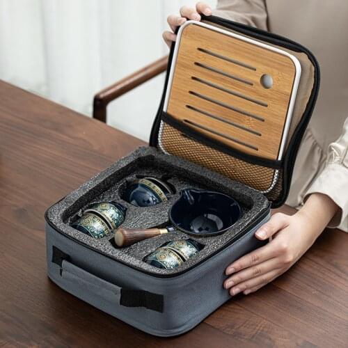 Portable Exquisite Stone Grinding Shape Teaset Handmade Teapot Cup Set Chinese Tea Ceremony Gift KungFu Tea Cup Teaware Unique