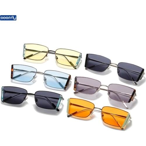 Seemfly Ladies Sunglasses Punk Classic Retro Square Glasses European and American Hip-hop Star Street Shoot Personality Gift