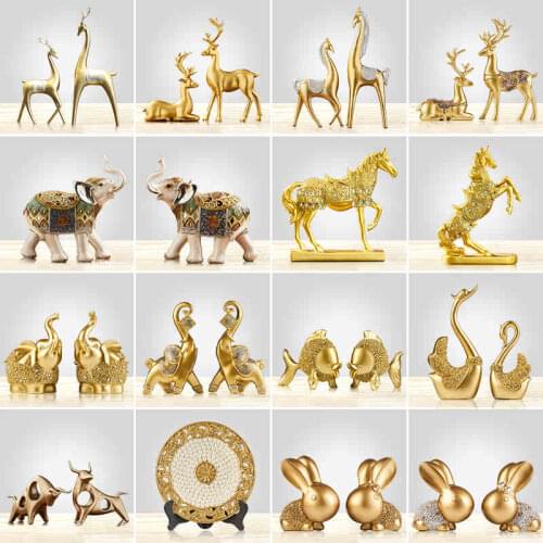 Chinese Feng Shui Golden horse Elephant statue decoration success home crafts Lucky Wealth Figurine office desk Ornaments Gift