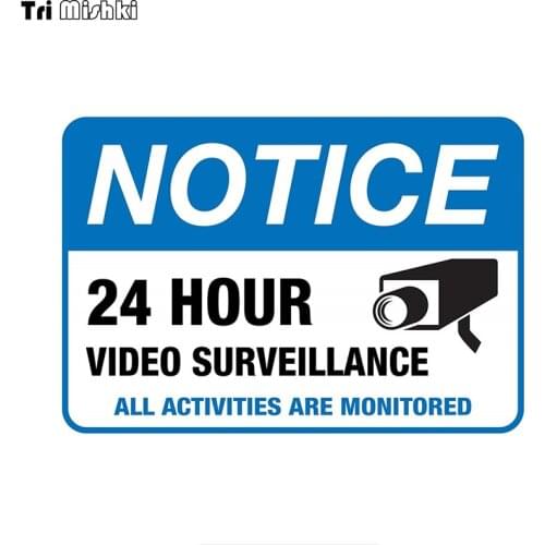 Tri Mishki WCS793# 24 Hour Video Surveillance Sign car sticker PVC coloful Decals Motorcycle Accessories sticker