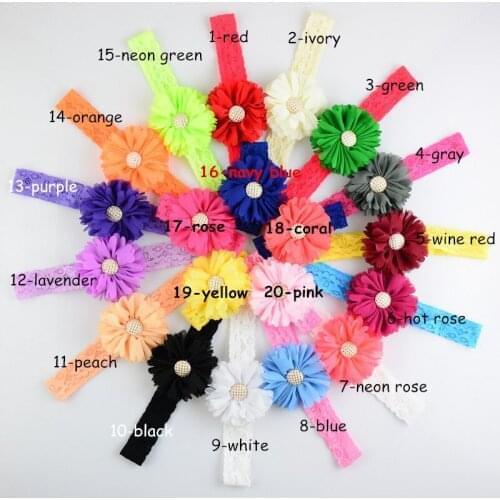 20 pcs/lot , 2.3 inch chiffon flower Lace headband, Ballerina ruffle flowers on Lace headband