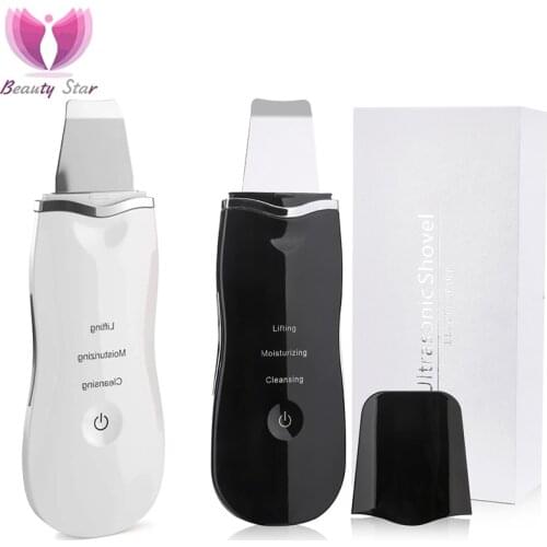 Beauty Star Ultrasonic Face Skin Scrubber Deep Cleaning Facial Cleaner Remove Dirt Blackhead Skin Lifting Ultrasound Scrubber