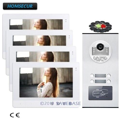 HOMSECUR 10.1" LCD Video Doorbell Security Intercom with 4pcs Monitors for 4 Families