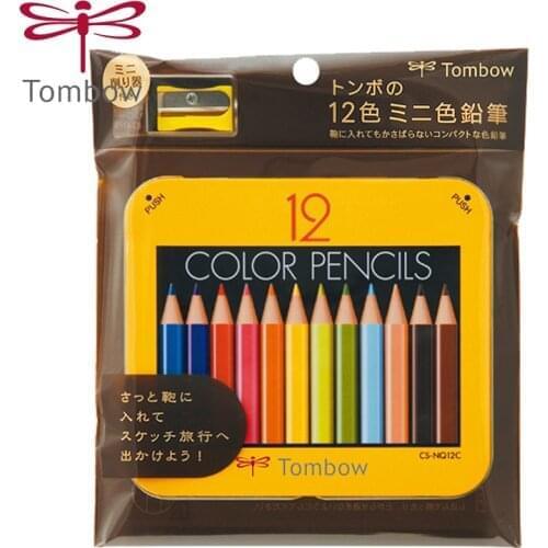Japan TOMBOW 12 color pencil set BCA-151mini portable childrens drawing pencil easy color tin box packaging