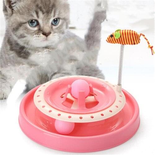 Funny Cat Toy Crazy Spring Mice Amusement Tower Tracks Disc Plate Kitten Interactive Scratch Toys Ball For Pet Playing Training