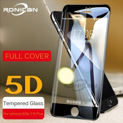 5D Curved Edge Protective Tempered Glass For iPhone 6 glass 9H Hardness iPhone 7 glass 6s 8 Plus Screen Protector HD Full Cover