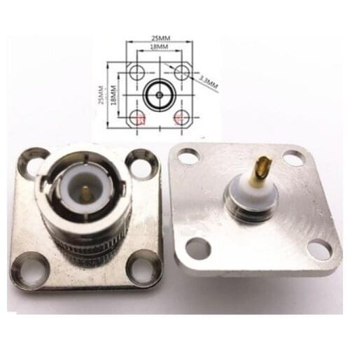 1pcs BNC Male Jack With 4 Holes Flange Panel 25*25 Chassis Mount Coaxial Solder Connector adapters