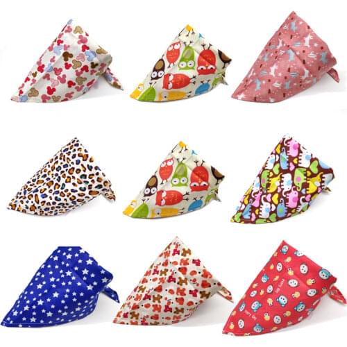 10pcs Pet Puppy Dog Scarf Bandanas Adjustable Dog Bow Ties Dog Grooming Bandannas Dog Accessories Pet Supplies S/M