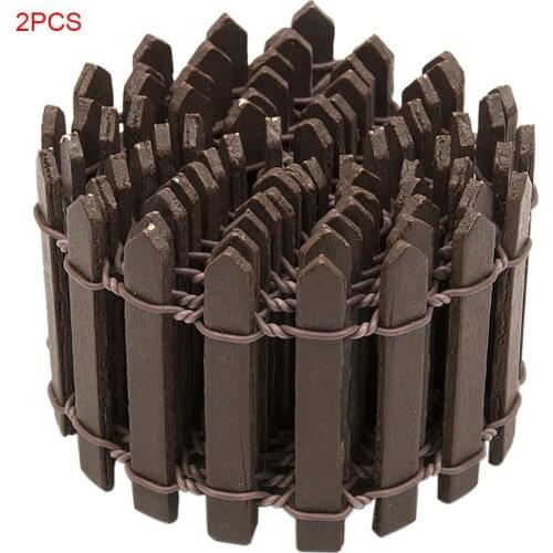 2 Pieces Wood Fence Plant Potted Landscape Decor Accessories Miniature Terrarium Mini Barrier DIY Garden Kit