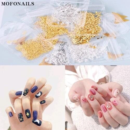 200pc/lot Nail Rivet Charm Metallic Gold Silver Charm Alloy Stud Cross/Round/Heart-shape Nail Tip Art Charm Accessory Decoration