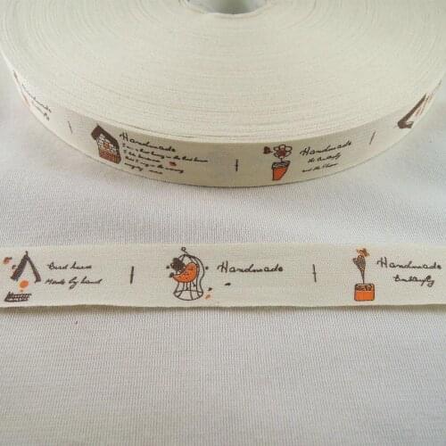 6/8" 20mm Handmade Cotton Printed House flowers Ribbon Tapes DIY Craft Sewing & Packing Cloth Fabric Label Ribbons 5YDS XM-51A