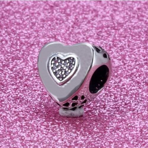 Authentic 925 Sterling Silver Beads Classic Hollow Heart-shaped Beads Fit Original Pandora Bracelet For Women Diy Jewelry