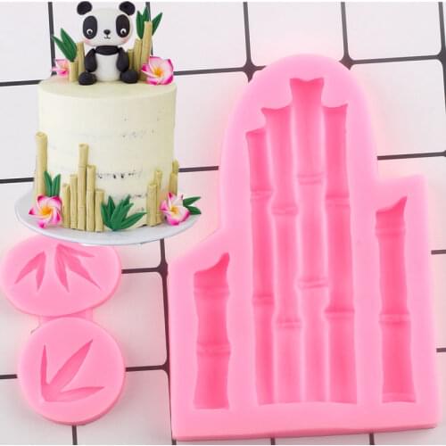 Bamboo Cake Border Silicone Mold Baby Birthday Cake Decorating Tools Bamboo Leaves Fondant Molds Chocolate Candy Clay Moulds