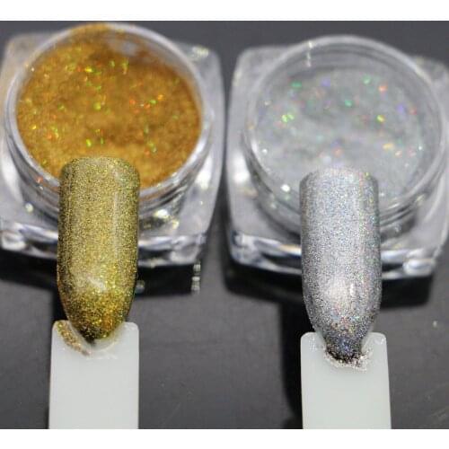 New arrive Laser Symphony gold/silver Nail Glitter powder Nail Art Sequin nail polish colorful Powder uv gel nail dust pigment