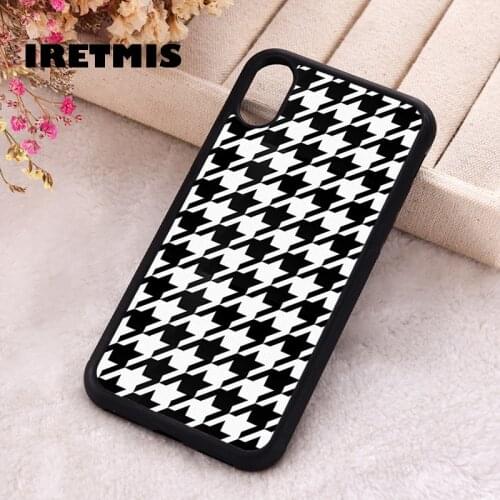 Iretmis 5 5S SE 2020 Phone Cover Case for iPhone 6 6S 7 8 Plus X Xs XR 11 12 Mini Pro Max Rubber Silicone Houndstooth