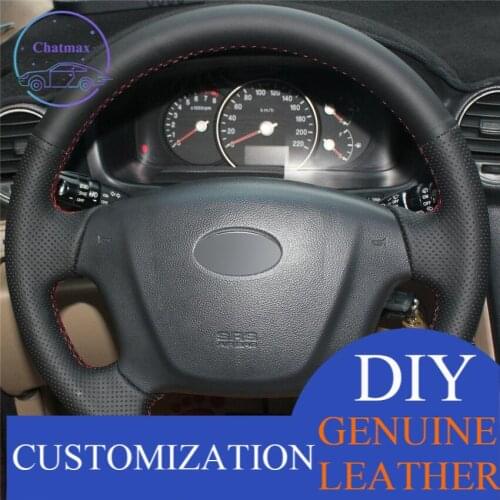 For Kia Carens 2007-2011 hand-sewn steering wheel cover black artificial leather anti-slip design all season