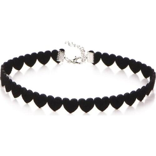 Steampunk Harajuku Hearts Choker Necklaces Black Velvet Chokers Simple Short Collares Fashion Charm Bijoux Accessories For Women