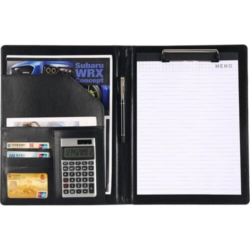 Business Padfolio Portfolio A4 Conference File Folder Board Clip PU Leather Document Organizer with Card Holder Pen Holder