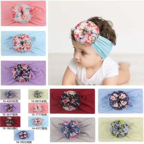 New Infant Kids Print Flora Knit Hairband Soft Elastic Wide Baby Girls Headband Princess Hair Accessories Gift Photo Props