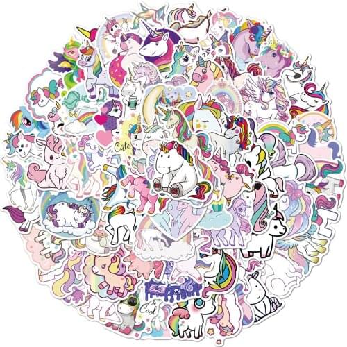 Unicorn sticker 100PCS cartoon cute unicorn graffiti sticker mobile phone case skateboard suitcase sticker diary sticker