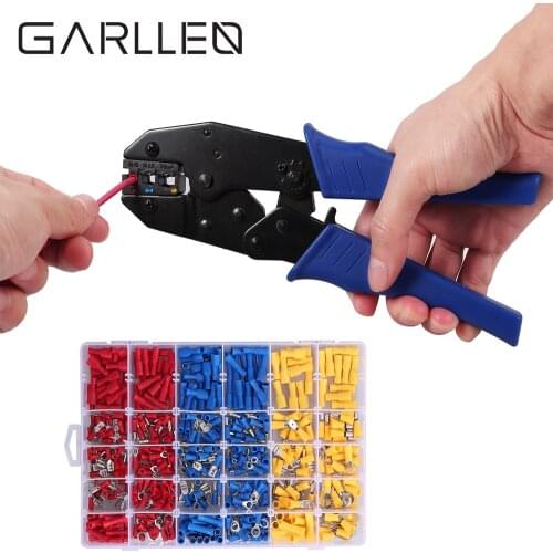 GARLLEN Crimping Tools Set Crimping Plier For Crimping 3 Channel 0.5-6mm² Insulated Terminals + 500pcs Crimp Connectors