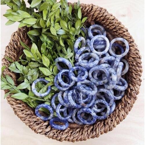 Sodalite 6mm Statement Gem Ring for Women Natural Stone Delicate Ring Thin Band Ring Men Fahion Jewelry High-Quality Wholesale