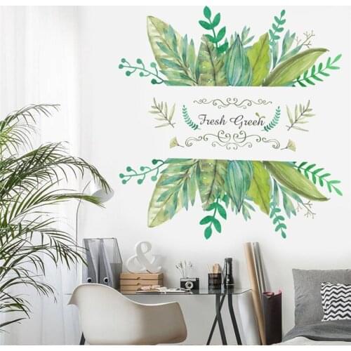 Creative green plant wall decals home decoration living room shop window decor pvc wall stickers 66*66cm poster diy mural art