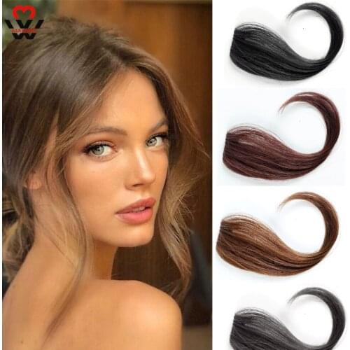 MANWEI 25-35CM Natural Hairpin in Bangs Front Side Bangs Fake Fringe Hair for Women Synthetic Clip In Bangs Hair Extensions