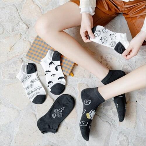New Socks Female Summer Thin Socks Japanese Socks Ins Cute Cartoon Cotton Socks Breathable Shallow Mouth Ladies Boat Socks