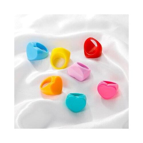 New fashion simple acrylic love ring Summer new geometric resin ring European and American multicolor jewelry women
