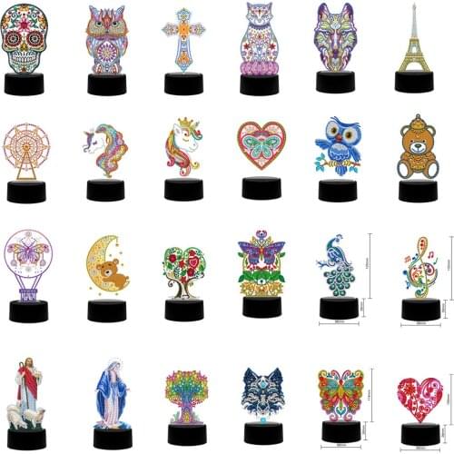 New Design DIY Diamond Painting LED Light Embroidery Night Lamp Light-sign 7 Colors Available Table Lamp home decoracion