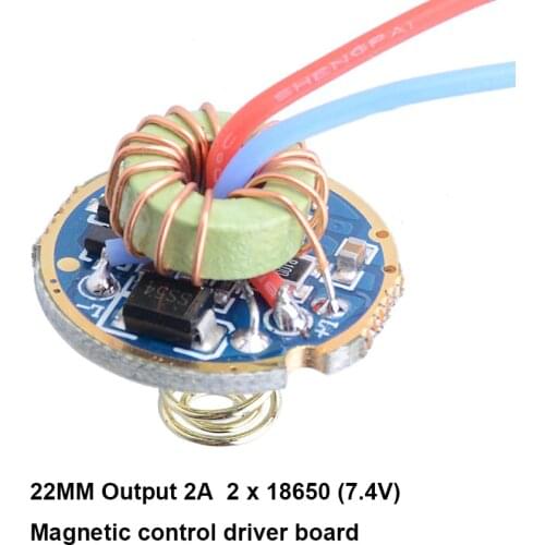 Diving Flashlight Driver Circuit board 5 modes 22MM 2A 7.4V Magnetic control drive board for yupard 2 x 18650 T6 U2 diving torch