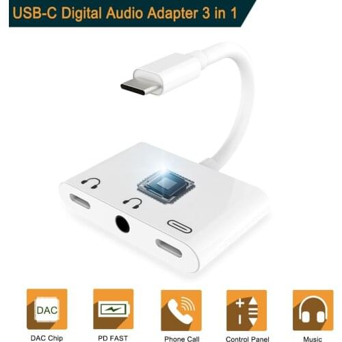 Type c Adapter to 3.5mm Aux Jack PD Fast Charging Cable Aduio Phone Call For Samsung Huawei P30 Audio Connector Splitter Adaptor