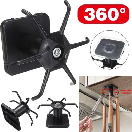 Plastic Punch-free Multi-Purpose Hooks 360 Degrees Rotating Hooks Spatula Spoon Kitchenware Storage Rotary Hook