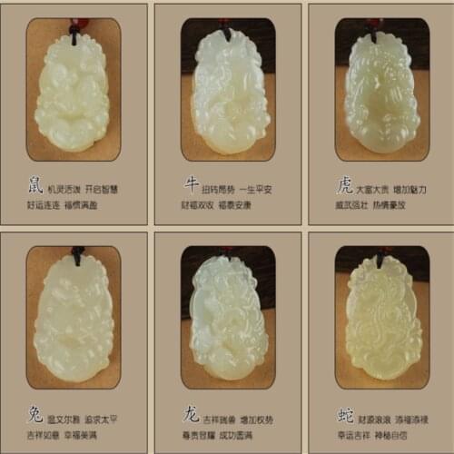 Burma Jadeite Pendant Hand Carved Lucky Amulet Chinese Zodiac Jade Necklace With Chain For Men Women Gift Drop Shipping