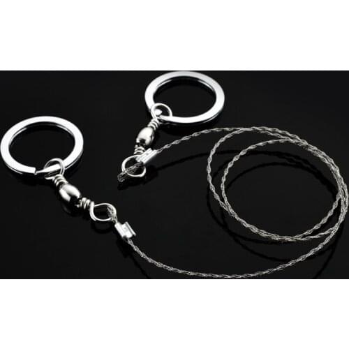 50pcs/lot Field Survival Wire Saw Cutter Emergency Travel Survival Gear Hiking Camping Stainless steel Wire Saw Silver PJ9029