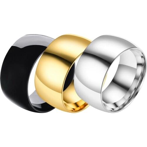 Drop Shipping Wide 12mm Mens Ring Men Pull That Ring Titanium Steel Rings Wide Glossy Mens Big Ring Fine Jewelry Men Jewelry