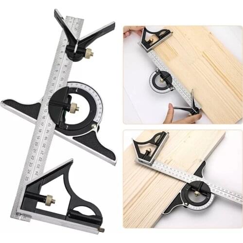 Carpenter Square Tools Right Angle Ruler Woodwork Protractor Straightedge Combination Measuring Construction Tools for Carpent